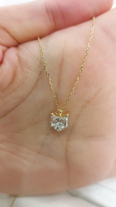 Pendentif en diamant taille princesse, or massif 18 carats, serti griffe, collier classique pour femme, forme géométrique, bijoux de fiançailles - Product Image 5