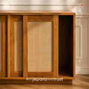 Aparador Moderno de Madera de Teca Sólida, Estilo Escandinavo, Ecológico y Duradero, Mueble de Almacenamiento para Sala de Estar, Comedor y Cocina - Product Image 2