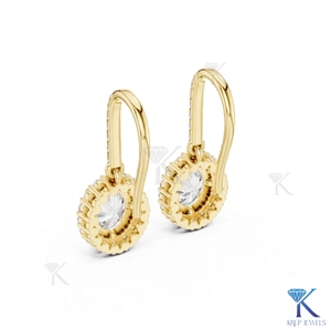 Lab Grown Diamond Oval Halo Drop <b>Earrings</b> Pave French Wire <b>Hook</b> 14K 18K Solid Gold Fine Women Jewelry Bridal Anniversary Gift - Product Image 6