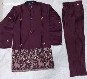 Colección de Ropa Festiva de Última Moda, Excelente Calidad, Satén Malai con Trabajo Daman, Colección de Kurta-Polo para Niños a Precio de Mayoreo - Product Image 2