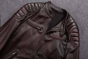 Design Your Own Coated Stand Collar Vintage Hooded <b>Leather</b> <b>Jackets</b> High Quality Men's <b>Long</b> Sleeve Varsity <b>Jacket</b> in Best Price - Product Image 2