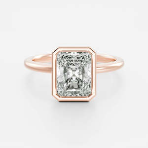 Anillo Solitario Elegante con Diamante Cultivado en Laboratorio, Corte Radiante, Oro Amarillo, Rosa y Blanco de 14K, Anillo de Compromiso de Lujo, Certificado IGI, Personalizable - Product Image 1