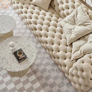 Turku <b>Cream</b> Wind Cloth Luxury King-Size Minimalist Lounge Couch for Bedroom & Living Room Modern <b>Sofa</b> - Product Image 2