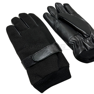 Black Leather <b>Gloves</b> Real Sheepskin Warm Fleece Rib Cuff OEM Custom Low MOQ <b>Mens</b> Winter Driving <b>Gloves</b> Wholesale - Product Image 5
