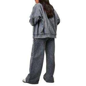 Acid Wash Women's <b>Winter</b> <b>tracksuit</b> Customized Multi-Color Plus Size Hooded Collar with Logo High Quality Latest Design 2026 - Product Image 5