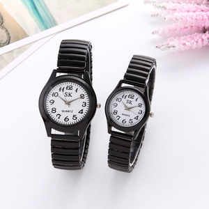 Montre à quartz classique à grand cadran avec bracelet élastique 3897, montres pour hommes et femmes, montre de couple tendance - Product Image 6