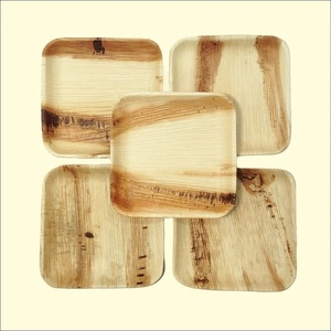 Export Quality <b>Disposable</b> Palm Leaf Dessert <b>Plates</b> for Elegant Food Presentation 6 Inches Square Shapes <b>Plates</b> Fast Food Set 25 - Product Image 1