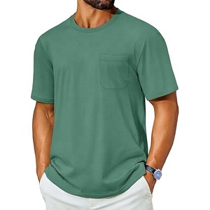 Camisetas de Manga Corta para Hombre, Estilo Informal, Cuello Redondo, 100% Algodón Grueso, con Bolsillo y Logotipo en la Parte Delantera - Product Image 1