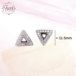 Joyas Sheri |   Pendientes de Diamantes Naturales con Corte Triangular, Oro Sólido de 18K, Pendientes Redondos Brillantes para Uso Diario de Mujer - Product Image 2