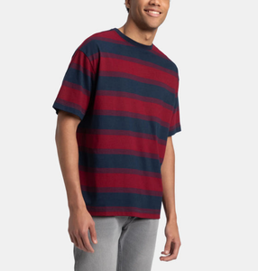 OEM & ODM Service Short Sleeve Striped Printed 100% Cotton Drop Shoulder Oversized Men's T-Shirts Custom <b>Own</b> Logo Thick 240 GSM - Product Image 2