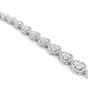 กำไลข้อมือเทนนิสทรงดอกไม้ประดับเพชรซิร์คอนคลาสสิก Rhaya Jewels เงินแท้ชุบโรเดียม 92.5  งานแฮนด์เมด สำหรับทั้งชายและหญิง เหมาะสำหรับงานแต่งงาน - Product Image 2