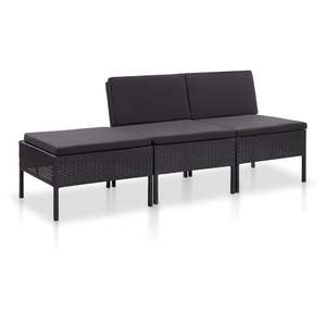 Conjunto Modular Grande de Muebles de Jardín de Ratán Sintético Negro - Product Image 1