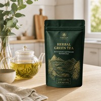 Sachets refermables personnalisés imprimés numériquement pour thé vert en vrac, emballages alimentaires refermables