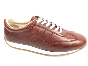 Chaussures de marche décontractées pour hommes en cuir véritable marron avec lacets, confortables, respirantes, semelle intermédiaire en EVA, semelle extérieure en caoutchouc, toutes saisons - Product Image 1