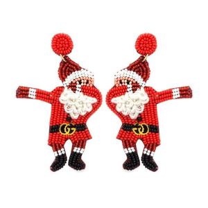 Pendientes de Navidad Hechos a Mano con Cuentas de Semillas y Bordados, Joyería Festiva con Diamantes y Perlas para Regalo de Boda o Festividades - Product Image 6