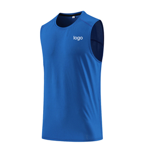 Men's <b>Lime</b> <b>Green</b> Sleeveless Tank <b>Top</b> O-Neck Quick Dry Sporty Knitted <b>Vest</b> Front Logo Heat Transfer Printing - Product Image 3