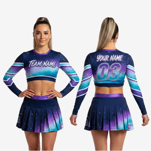 Tenue de cheerleading haute performance compétitive, édition Elite, tissu extensible 4 directions, impression numérique, strass, polyester, uniforme de cheerleading doux - Product Image 4