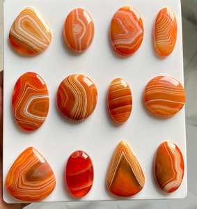 Wholesale Natural Orange Banded Agate Cabochons Wholesale Flatback Carnelian Agate Loose Gemstones for Jewelry Making & Crafts - Product Image 2