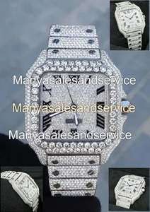 Montre automatique mécanique en acier inoxydable avec testeur de diamant VVS, Moissanite, entièrement sertie de diamants - Product Image 4