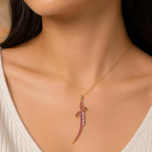 Pendentif épée en diamant et rubis de Birmanie naturel, or massif 14 carats, bijoux fins, fournisseur en gros OEM ODM - Product Image 2