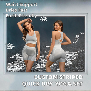 Conjunto de Yoga Premium de 2 Piezas para Mujer: Sujetador Deportivo Racerback y Shorts de Cintura Media, Tejido de Malla Transpirable Sin Costuras, Ecológico, a Cuadros - Product Image 6