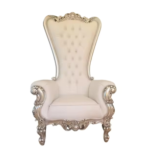 Meubles royaux de luxe chaises de trône à dossier haut de marié couleur or et argent chaise de trône de mariage en bois massif prix de gros - Product Image 6