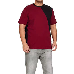 Men's Maroon Black Color Blocked Short Sleeve O-Neck Regular Fit Knitted Casual T-<b>Shirt</b> Manufacturer in Pakistan - Product Image 1