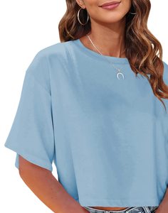 Camiseta corta de algodón para mujer, de alta calidad, precio económico, duradera, transpirable, antiarrugas, a la moda. - Product Image 5