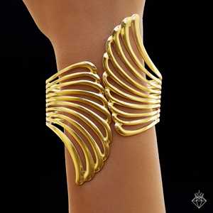 PRAO Anti-Tarnish Gold Plated Wings <b>Bangle</b> <b>Bracelet</b> <b>Fine</b> <b>Bangles</b> Collection - Product Image 2