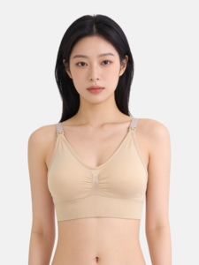 Sujetador de lactancia Bmama gris sin costuras de algodón, sujetador deportivo inalámbrico para maternidad, lactancia, suave y cómodo BR2105 - Product Image 5