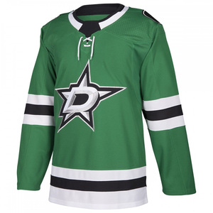 Maillot de hockey sur glace pour homme, vert, manches longues, logo brodé, col en V, respirant, polyester, uniforme, panneau en maille ventilée - Product Image 5