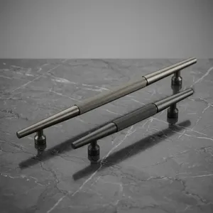 Minimalist Bar Cabinet Handles Stainless Steel Durable Kitchen Furniture Hardware <b>Black</b> and Silver Toned Pulls - Product Image 2