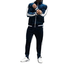 Ensemble de survêtement unisexe en velours épais 100 % coton pour l'automne, 2 pièces : veste décontractée à fermeture éclair intégrale et pantalon de jogging - Product Image 6