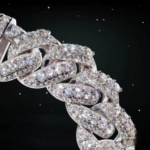 Chaîne cubaine pour homme en argent sterling 925 et moissanite VVS1, avec pendentif fait main en or blanc 14K, style Hip Hop, 210g, fabriqué aux États-Unis - Product Image 4