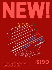 Kit professionnel de réparation de bosses sans peinture (PDR) pour carrosserie automobile, 27 pièces - Product Image 3