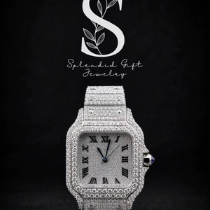 Montre-bracelet de luxe de qualité supérieure, blanche, sertie de diamants, étanche, à quartz, pour hommes, disponible à l'exportation depuis l'Inde. - Product Image 1