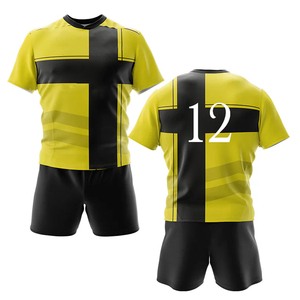 Conjunto de Camiseta de Fútbol Personalizada para Hombre en Azul y Negro con Bloques de Color, Absorbente de Humedad, Manga Corta, 100% Poliéster, Impresión Sublimada - Product Image 5