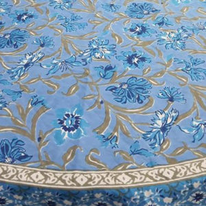 Premium Artisan Cotton Round <b>Table</b> <b>Cover</b> Blue Floral Printed Indian Block Print Pattern Reusable Customized Dining <b>Table</b> Linen - Product Image 4