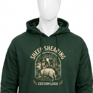 Sheep <b>Shearing</b> Hoodie Men's 100 Cotton Knitted Casual Front Print Regular Fit Autumn Wear - Product Image 2