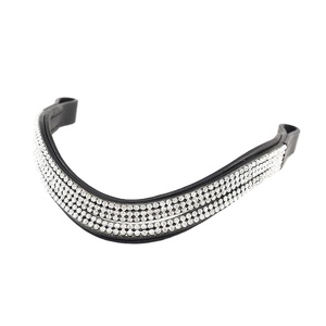 Leather Horse Brow Band With Padded & Small Silver <b>Crystals</b> Work <b>Top</b> Supplier Manufacturer & Wholesaler Saman Exports - Product Image 2