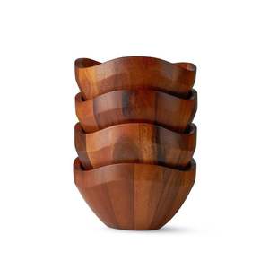 Tazón de Madera con Aspecto Natural, Desechable, Ecológico, Resistente, Apto para Lavavajillas, Tazón para Servir Alimentos con Acabado Liso, para Ensaladas, Sopas, Arroz - Product Image 1