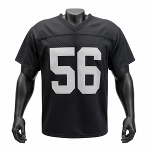 Maillot de football personnalisé en maille noire, uniforme d'équipe athlétique, vêtements de sport respirants, fournisseur OEM - Product Image 1