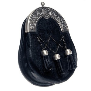 Sporrans écossais sur mesure, tenue traditionnelle des Highlands, House of Scotland, sporrans semi-formels en peau de phoque, 3 pompons avec ceinture à chaîne - Product Image 2
