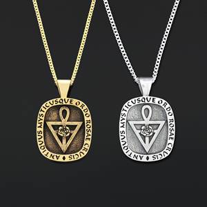 Pendentif BOJ RCJ 008 Victorien personnalisé Rosicrucien fait main en argent sterling, symbole alchimique de la Croix de la Rose, en solde à prix réduit - Product Image 1