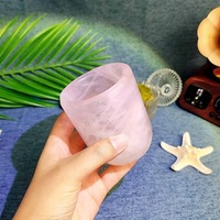 Tazas de cuarzo rosa de cristal natural hechas a mano, tazas de piedra curativa, accesorios de cocina y decoración del hogar, pieza maestra