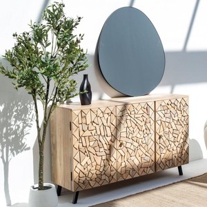 Buffet en mosaïque de bois géométrique Vandana Arista Pebble pour des intérieurs et extérieurs modernes et élégants - Product Image 3