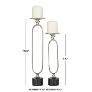 Modern <b>Candle</b> Stand Set of 2 with <b>Marble</b> Base for Home Decoration - Product Image 4