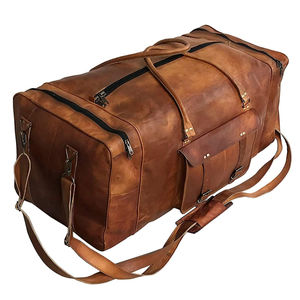 Bolsa de Viaje de Cuero Genuino para Hombre, Estilo Casual y de Lujo, Impermeable, para Fin de Semana, con Forro de Poliéster y Cierre, Idea de Regalo Perfecta - Product Image 1