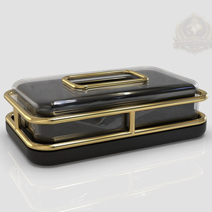 Caja de pañuelos de lujo, soporte de pañuelos dorado, estuche de pañuelos negro y dorado, soporte decorativo de pañuelos metálico para EAU - Product Image 1