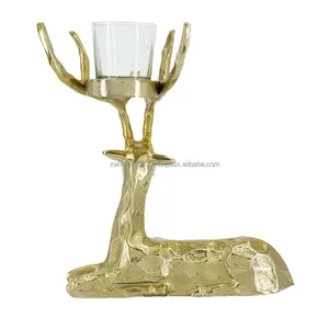 Bougeoir en métal doré fait main de qualité supérieure avec forme ronde pour la décoration de Noël, décoration de la maison, décoration du salon, vente en gros - Product Image 2